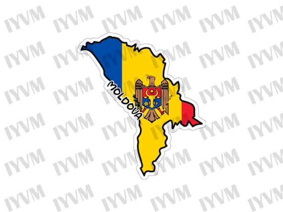 Aufkleber Nationalitätenkennzeichen Moldau – Ovaler Sticker Flagge MD, 12x8 Cm