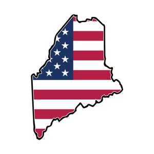 Decalcomania adesiva con bandiera americana dello Stato del Maine, Stati Uniti, Stato del Maine, Augusta, The Pine Tree State