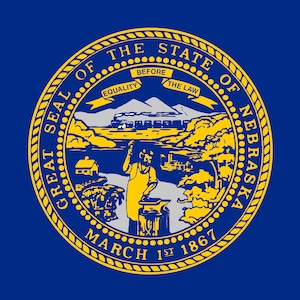 State of Nebraska Flag Sticker Decal / USA Nebraska State / Lincoln / The Cornhusker State / Antelope State / Beef State / Bugeating State