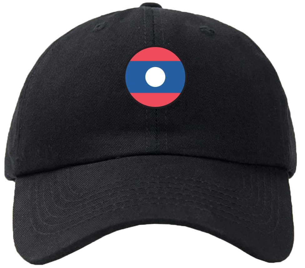 Laos Flag Circle Baseball Cap Hat Hook & Loop Closure - Etsy