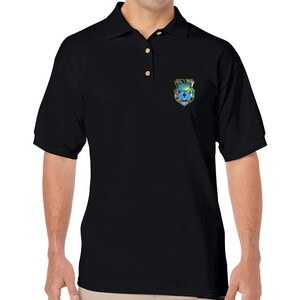 USS Maine SSBN-741 Black Polo Shirt Logo Printed on Left Chest