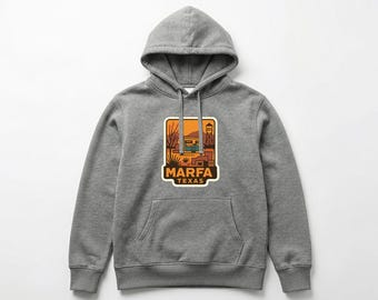 Marfa Pull-over Hoodie Die-Cut City Skyline Landmark Design Personalize it with Your Name Customize Hoodie