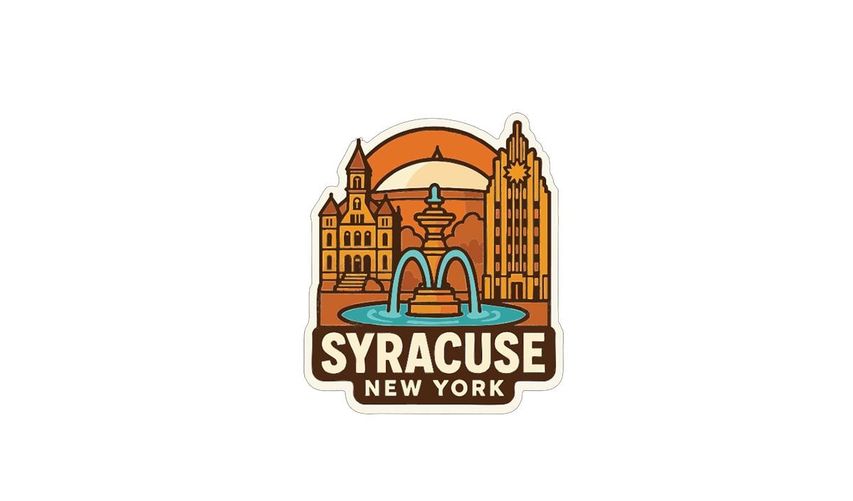 Syracuse New York Sticker Decal Vinyl Die-Cut City Skyline Landmark Design, image size:1200x705