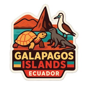 Galapagosöarna Ecuador Stryk-på värmeöverföringsvinyl HTV-stansad stadssilhuett landmärkesdesign