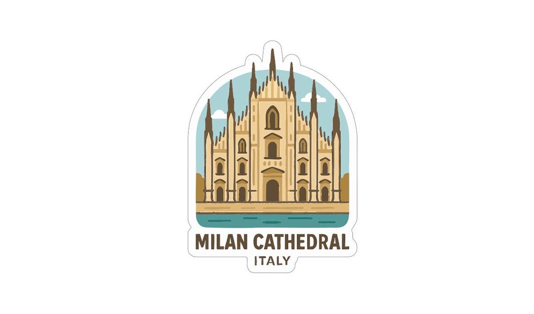 Milan Written Sticker Milan Cathedral Italy Sticker Decal Vinyl Die-cut Symbolic Landmark ...