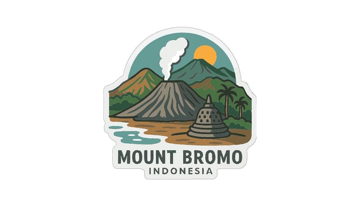 Mount Bromo Indonesia Sticker Decal Vinyl Die-cut Symbolic Landmark ...