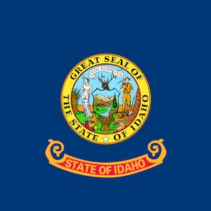 Etiqueta engomada de la bandera del estado de Idaho / Estado de Idaho de EE. UU. / Boise / The Gem State / Gem of the Mountains / Little Ida / Spud State