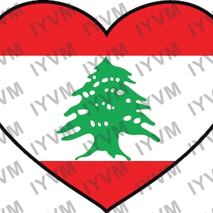 Lebanon Flag Heart Sticker Decal / Republic of Lebanon / Lebanese Republic / Beirut / Lebanese