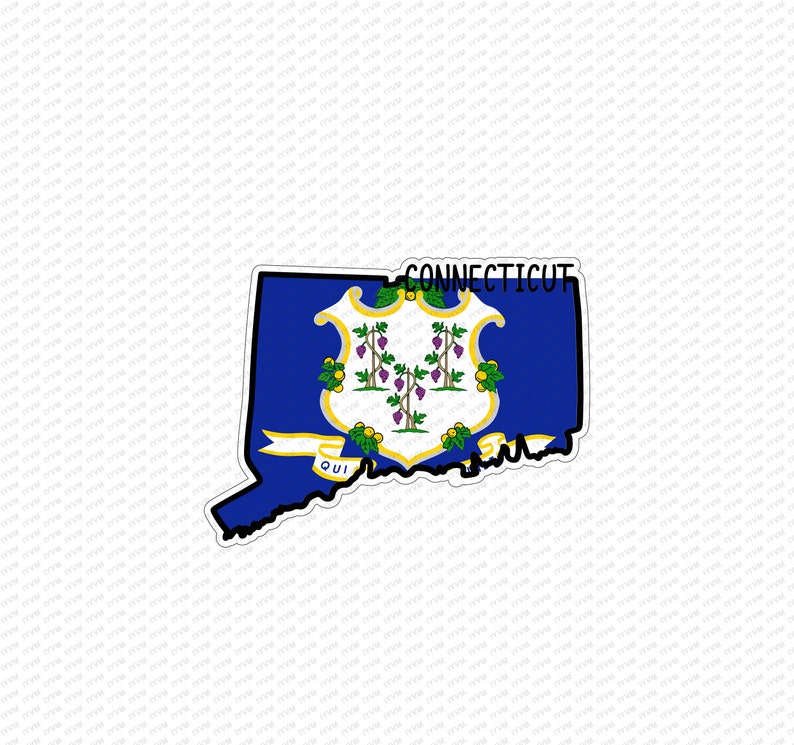 State of Connecticut Map Flag Sticker Decal USA Connecticut State ...