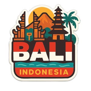 Bali Indonesien Stryk-på värmeöverföringsvinyl HTV-stansad stadssilhuett landmärkesdesign