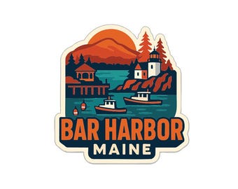 Bar Harbor sticker sticker vinyl gestanst skyline stadsoriëntatiepunt ontwerp