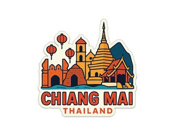 Chiang Mai Thailand Sticker Decal Vinyl Die-Cut City Skyline Landmark Design