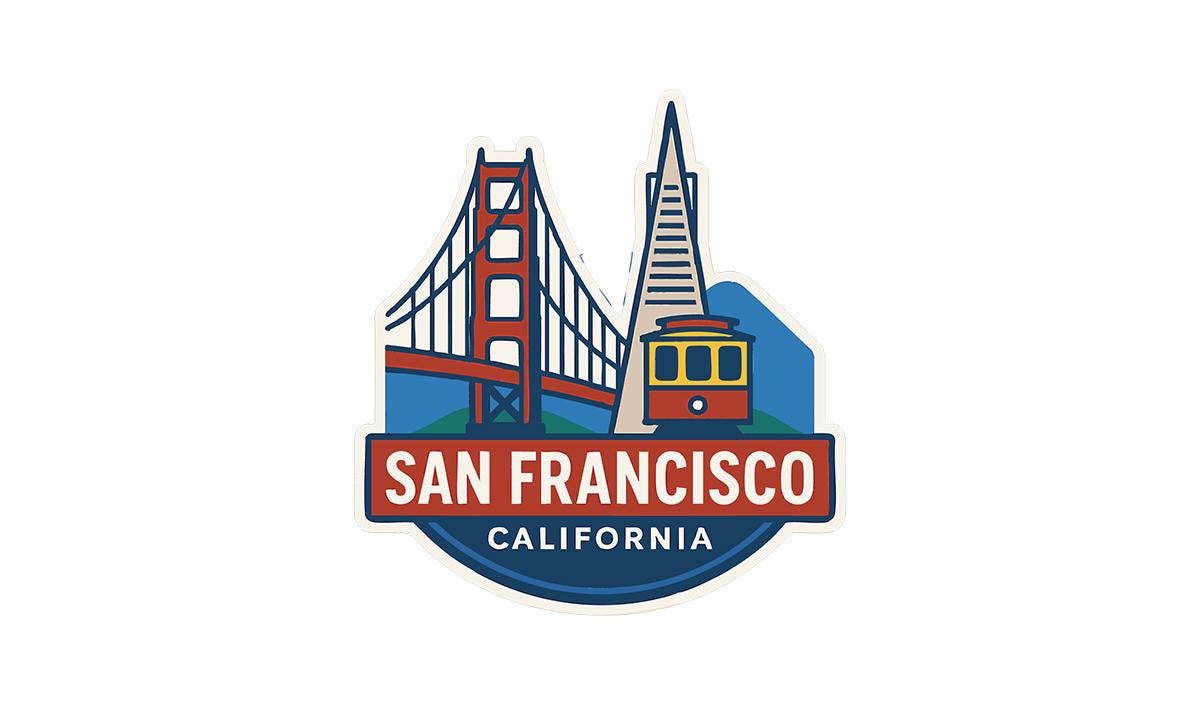 Sf Sticker San Francisco Sticker Decal Vinyl Die-cut City Skyline Landmark Design ...