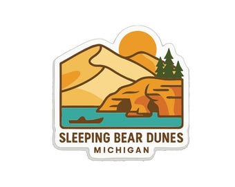 Sleeping Bear Dunes Michigan Sticker Decal Vinyl Die-Cut Symbolic Landmark Design