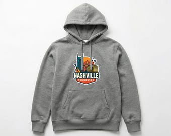Nashville Pull-over Hoodie Die-Cut City Skyline Landmark Design Personalize it with Your Name Customize Hoodie