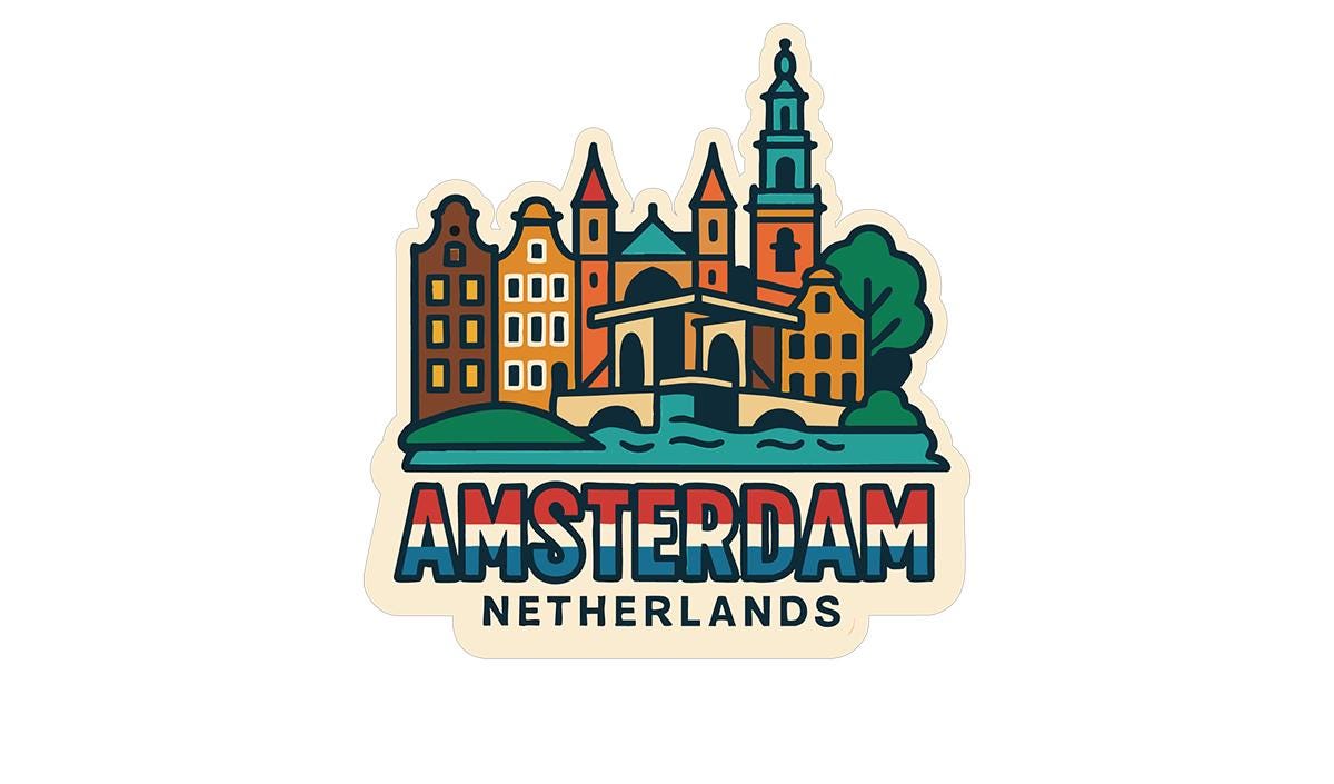 Amsterdam Sticker Decal Vinyl Die-Cut City Skyline Landmark Design