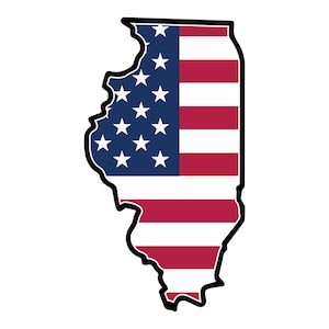 Sticker sticker Amerikaanse vlag State of Illinois VS Illinois State Springfield Prairie State Land of Lincoln Corn State Garden of the West