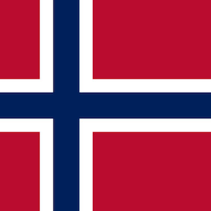 Könnte beinhalten: Die Flagge Norwegens zeigt einen roten Hintergrund mit einem blauen Kreuz, das sich bis zu den Rändern der Flagge erstreckt. Das Kreuz ist weiß umrandet.