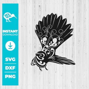 Fantail Svg, New Zealand Bird Svg, Nz Bird Art, Nz Print, Nova Zelândia Print, Maori Svg, Maori Pattern, Bird Art, Cricut Bird Svg File, Bird