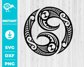 Koru Circle SVG, Polynesian Spiral Symbol, Maori Tribal Art, Cricut Cut File, Digital Download