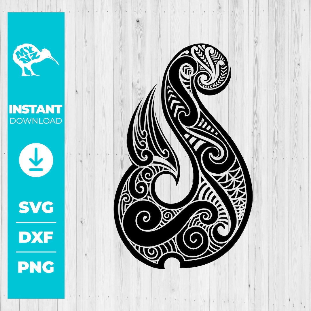 【Maori Fishing Hook】マオリ族　釣り針　トライバル　額装 Maori Hook SVG, Polynesian Tribal Fish Hook Art, Tattoo Style