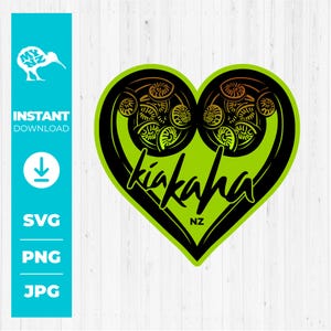 Kia Kaha Svg, Coração Koru, Nova Zelândia Svg, Kiwiana, Kia Kaha NZ, Planta Nativa da Nova Zelândia, Samambaia Prateada, Love New Zealand, Maori, Maori Svg