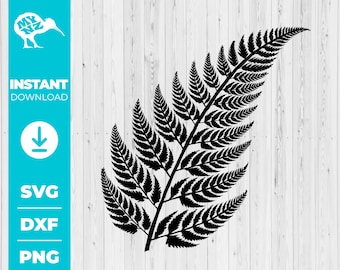 Silver Fern SVG, Koru-spiraalontwerp, Nieuw-Zeelands symbool, Cricut Cut-bestand