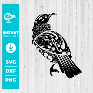 Tui, pájaro nativo de Nueva Zelanda, pájaro svg, svg de Nueva Zelanda, patrón Koru, NZ svg, pájaro estilizado svg, pájaro de Nueva Zelanda, pájaro de arte svg, amor Nueva Zelanda