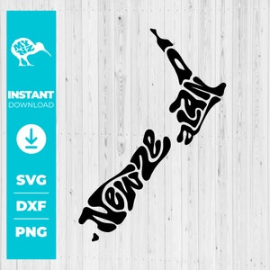 Funky Nieuw-Zeeland Svg, Kiwiana Svg, Nieuw-Zeeland kaart, Aotearoa kaart, Nz kaart, kaart van Nz, Cool Nz kaart, kaart Svg, Nz retro, Nz vintage