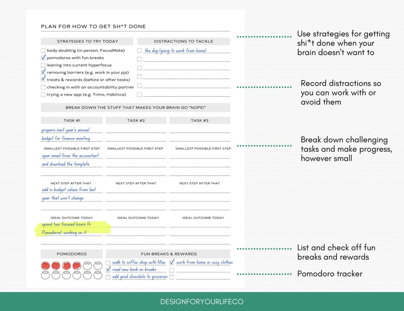 ADHD Daily Planner Template Digital Version for Goodnotes Etsy