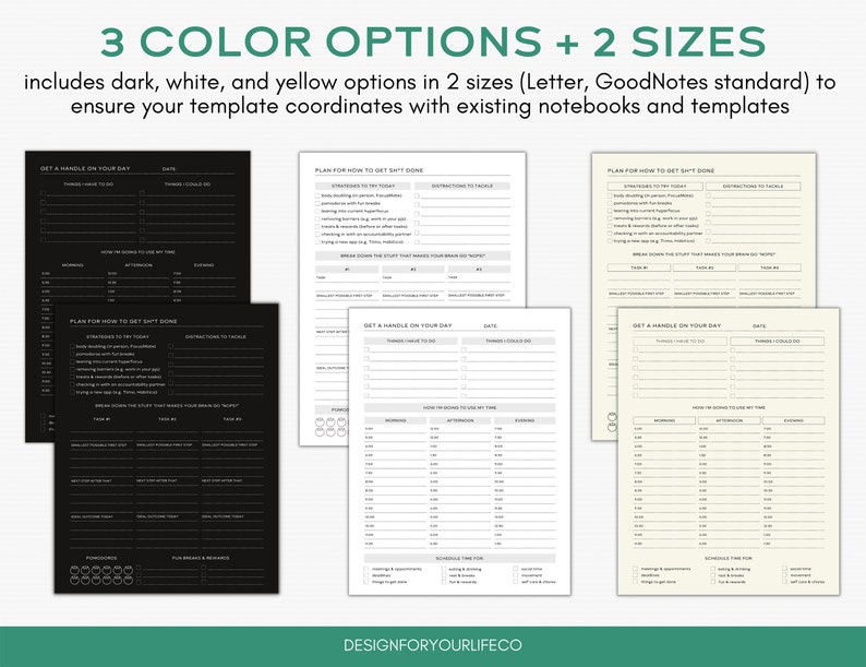 ADHD Daily Planner Template Digital Version for Goodnotes Etsy