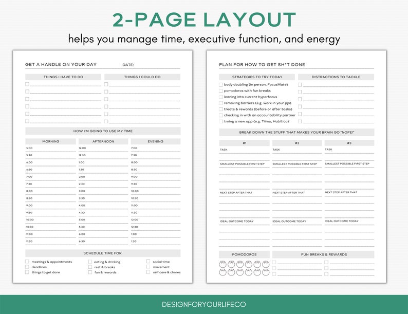 ADHD Daily Planner Template Digital Version for Goodnotes Etsy