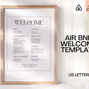 1 Strona Elegancki Szablon Znaku Powitalnego Airbnb | Znak Instrukcji Wymeldowania z Wynajmu Airbnb | Zasady Domu | WIFI Airbnb | Przewodnik Powitalny Airbnb