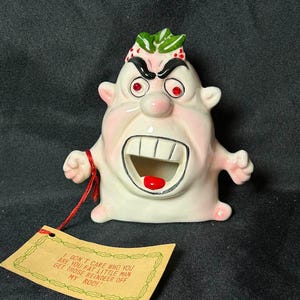 Vintage 1960s Kreiss Psycho Ceramics Christmas Bank Angry Man