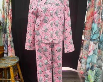 Vintage GOVANGO Flying Zebra Pink Matching Set | 90s Y2K Co-Ord Cotton Shirt Jacket Pants Loungewear Resort Wear Suit Women’s Size Large L