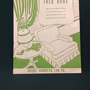Vintage 1941 Sears Roebuck and Co How to Decorate Your Home Booklet, Retro 1940s Interior Design Pamphlet, Slipcover Curtain Sewing