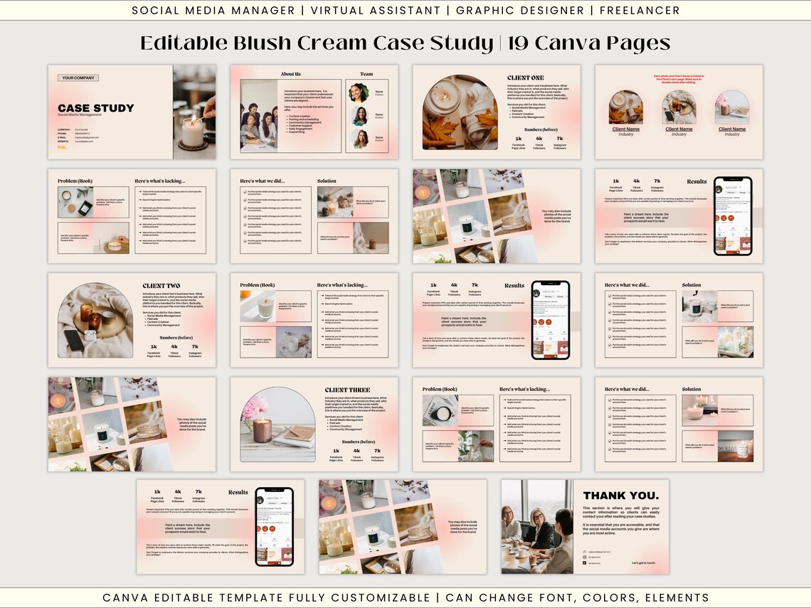 Case Study Editable Canva Template Social Media Manager Virtual ...