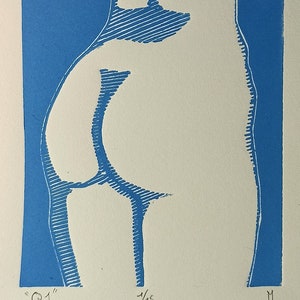 Q1-Printing of linocut, handmade - Series &quot;des Corps&quot;- Numbered and signed.