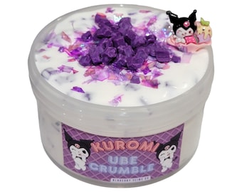 Ube Crumble, white glue silica sand, crunchy slime, scented slime, slime gifts for adults, gift ideas, slay butter slime