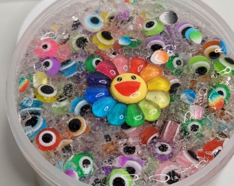 Too many eyes, crunchy slime, clear slime, evil eye, clear slime, scented, stress therapy, birthday gift ideas