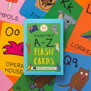 Kids A-Z Australia Flash Cards Alphabet - Children Early Learning - Aussie Animals - Letters - Educational Child- Colourful - Home schooling
