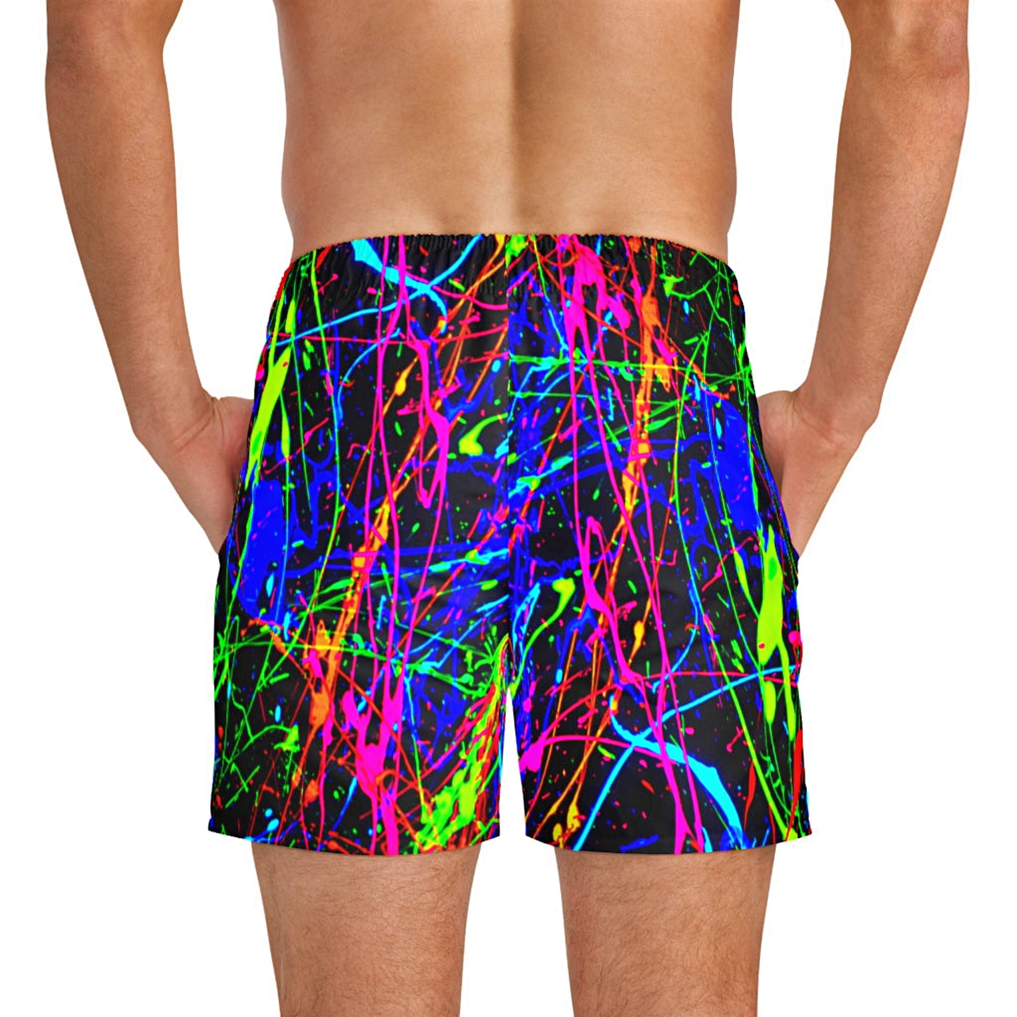 Trippy Neon Paint Party Pants Festival Shorts sold by Chris Sagan cfp awma, SKU 40318494
