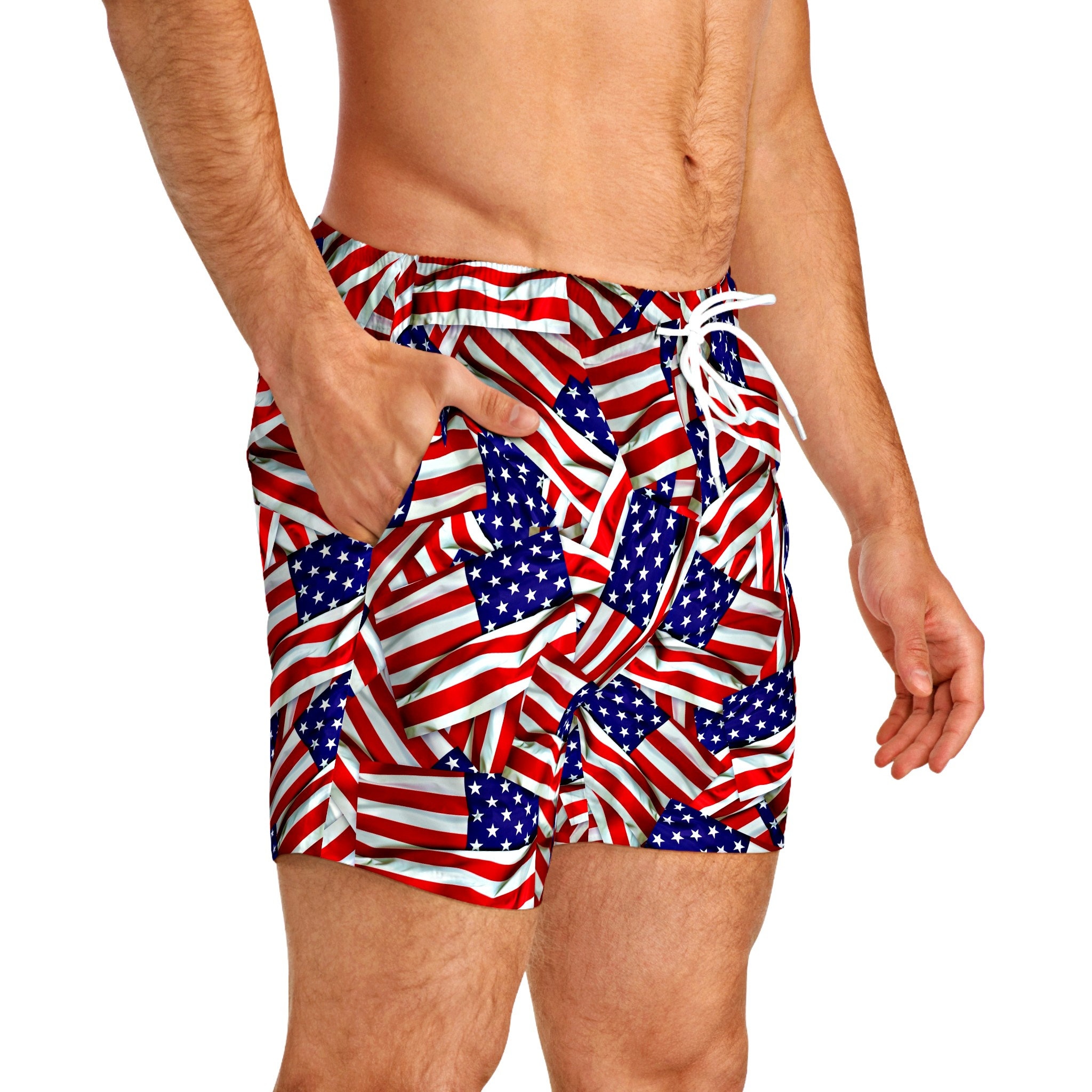 American Flag Swim Trunks for Men Patriotic 4th of July Etsy