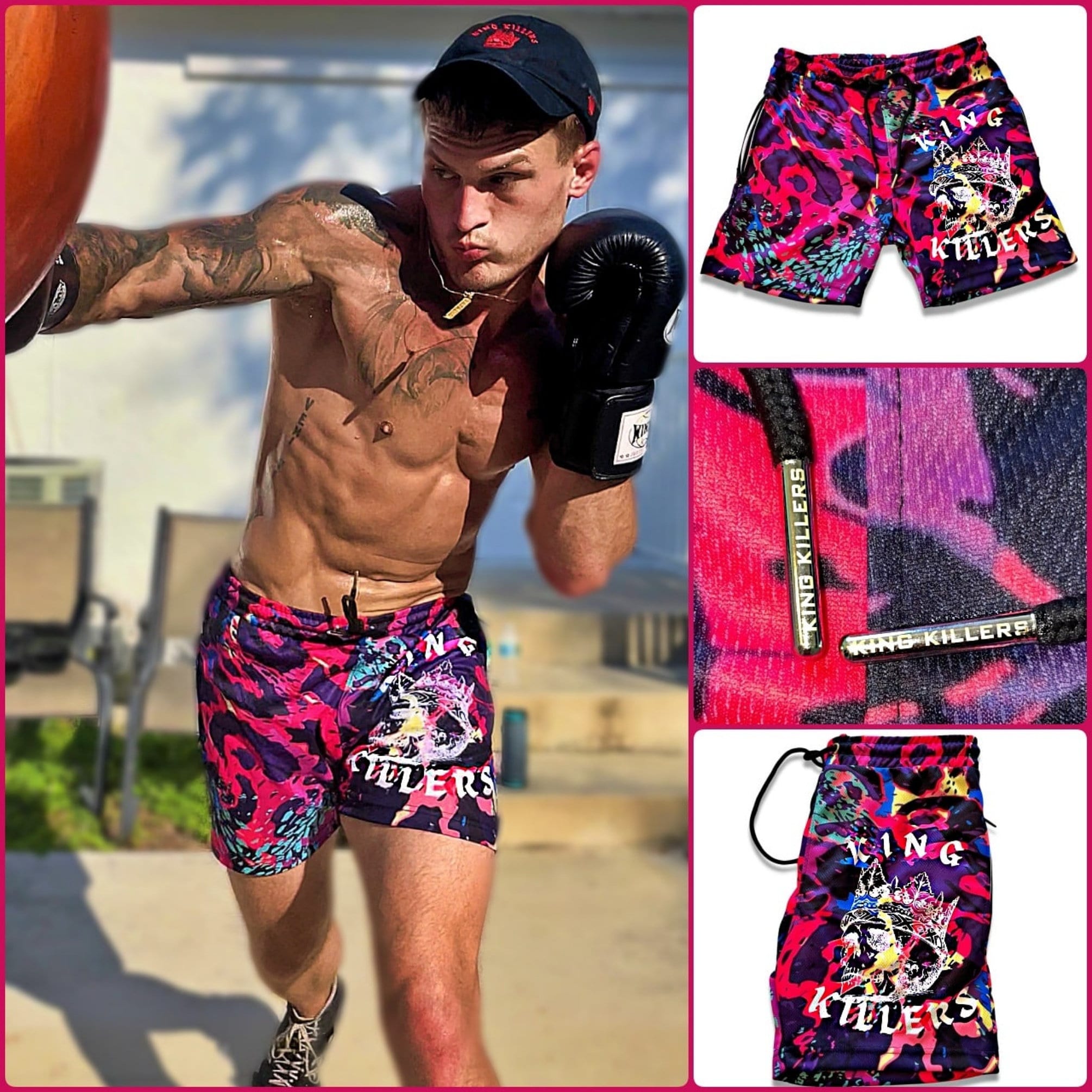 Neon Pink Jungle Print Mesh Shorts for Men Adjustable - Etsy