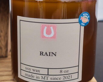 Rustic Handmade Outdoor Soy Candle - Rain