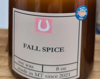Rustic Handmade Holiday Soy Candle - Fall Spice