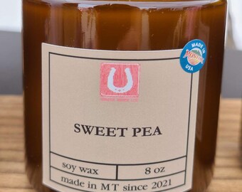 Rustic Handmade Spring Soy Candle - Sweet Pea
