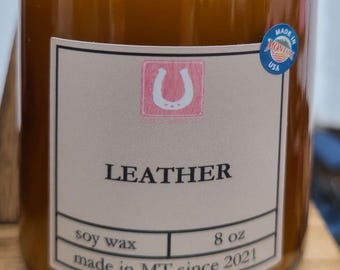 Rustic Handmade Soy Candle - Leather