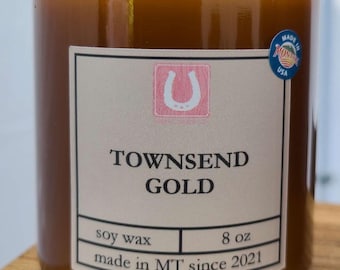 Rustic Handmade Soy Candle - Townsend Gold