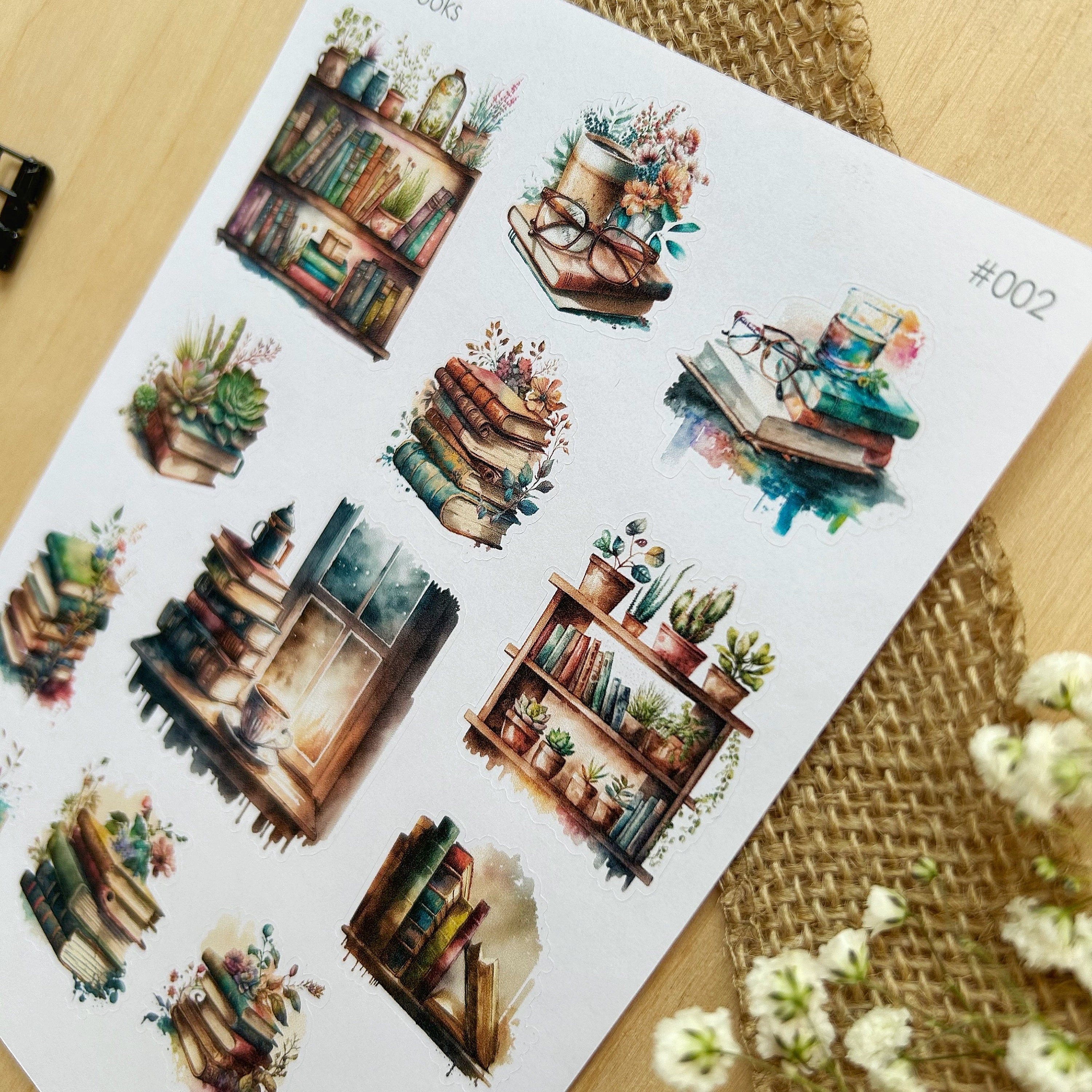 Cozy Books Sticker Sheet | Bullet Journal Boho Stickers, Reading ...